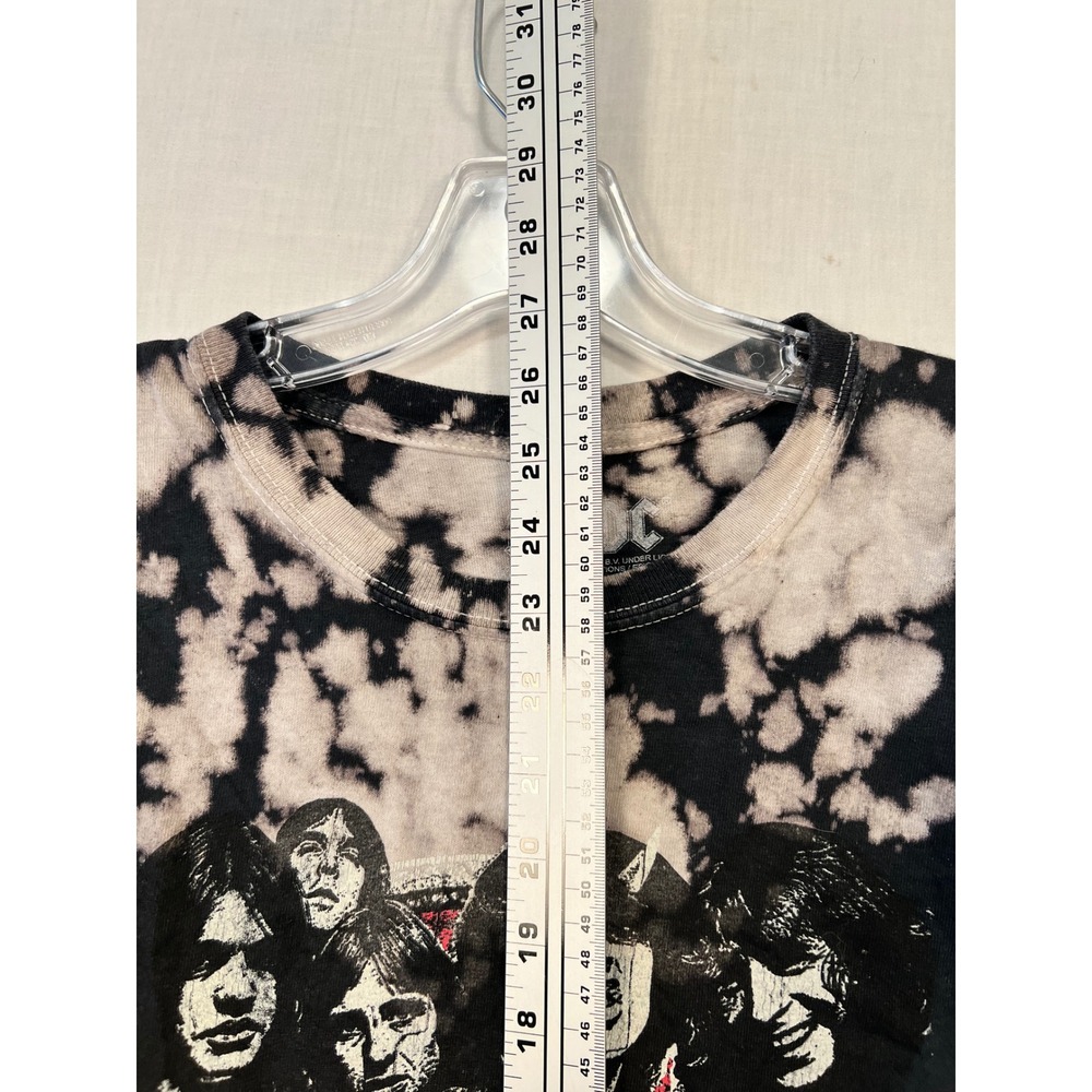 AC/DC Highway to Hell Bleach Wash Tie Dye Graphic T-Shirt Black Large L 3498